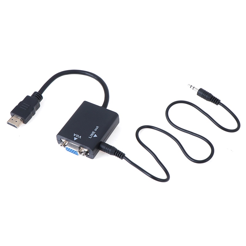 (LUCKID) Kabel Adapter converter HDMI Ke VGA 1080P Dengan audio