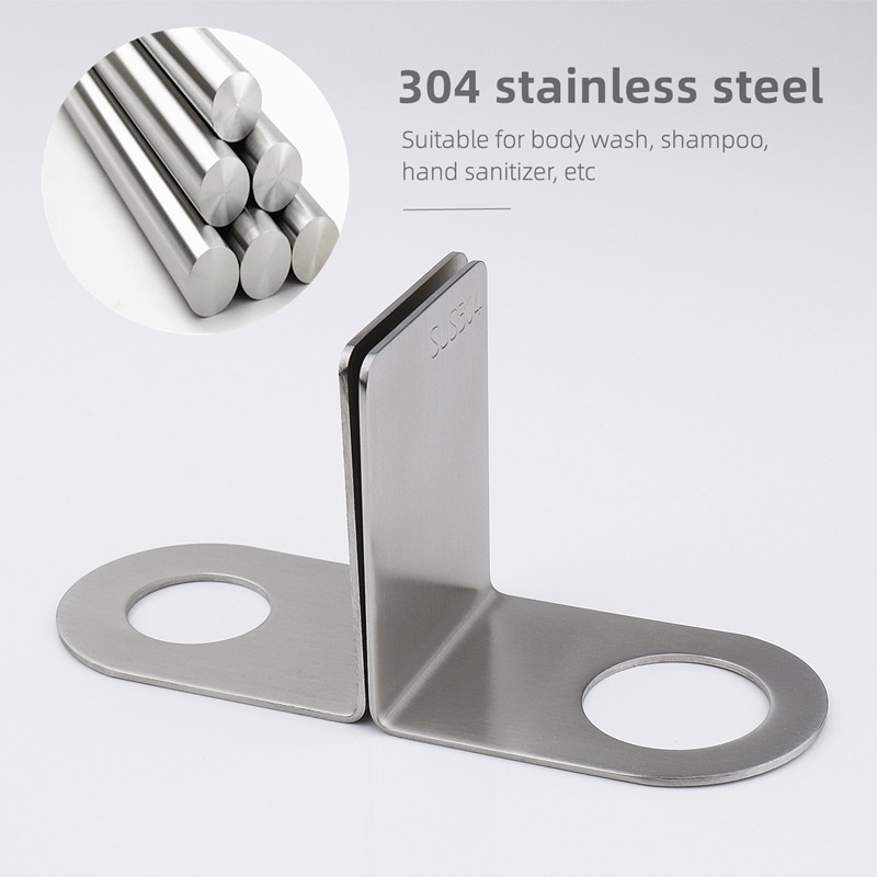 1pc Stainless Shampoo Holder Wall Mounted Shower Bottle Hanger Storage Rack for Bathroom Free Punching OW