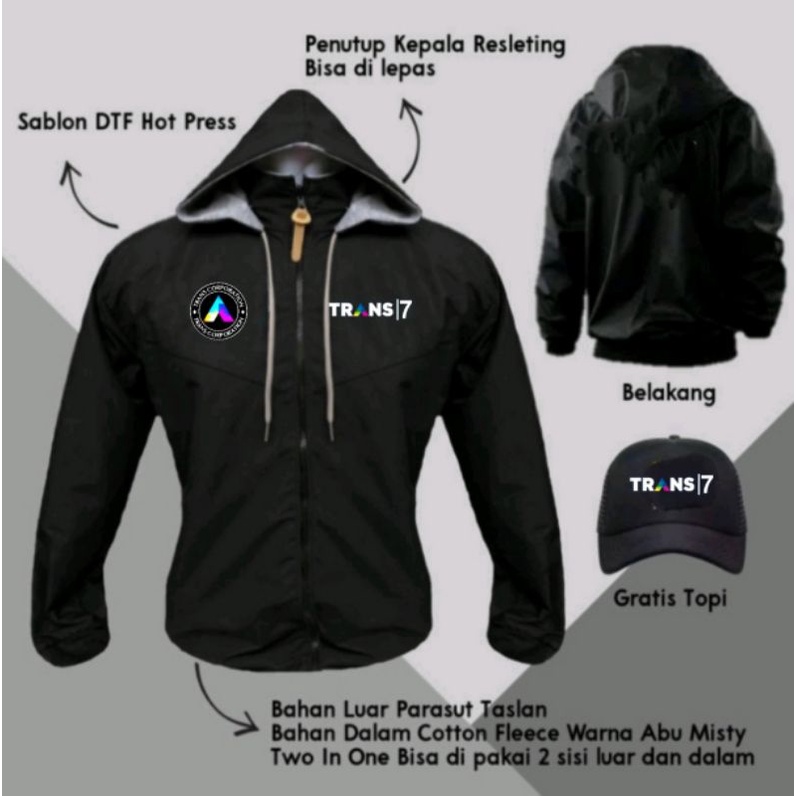 jaket farasut TRANS7 flus gratis topi jaring