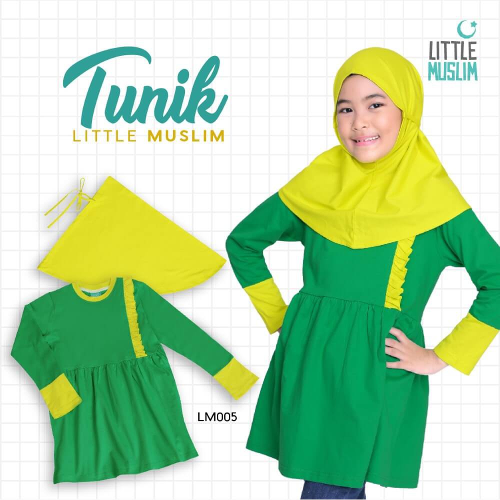 Set Tunik Anak Afrakids &amp; Jilbab - Little Muslim AFRA - LM005 - Baju Muslim Anak Perempuan