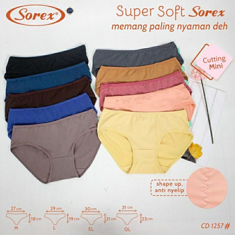 paket isi 6pcs CELANA DALAM WANITA SOREX 1257.SUPER SOFT LEMBUT.