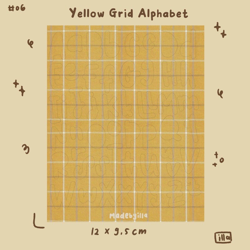 

madebyilla - Yellow Grid Alphabet stickers for journalling