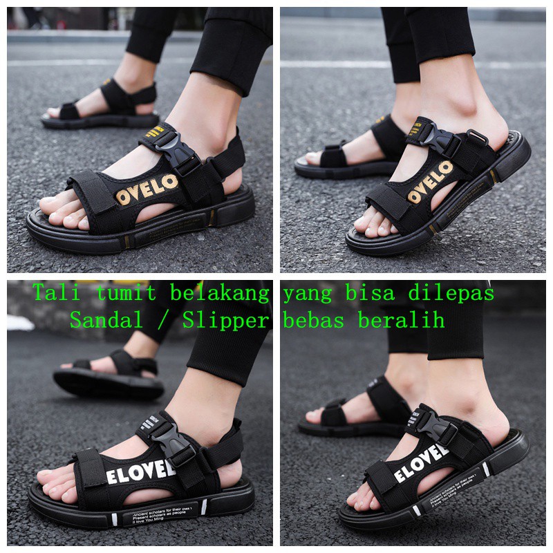 FOKU Sandal Pria Sandal Slide Sendal Pantai Pria Kasual Sandal Gunung Terbaru