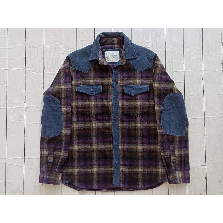 Kemeja Flannel Shirt with corduroy Atasan Lengan Panjang Casual Pria Wanita Motif Kotak Kotak Free S