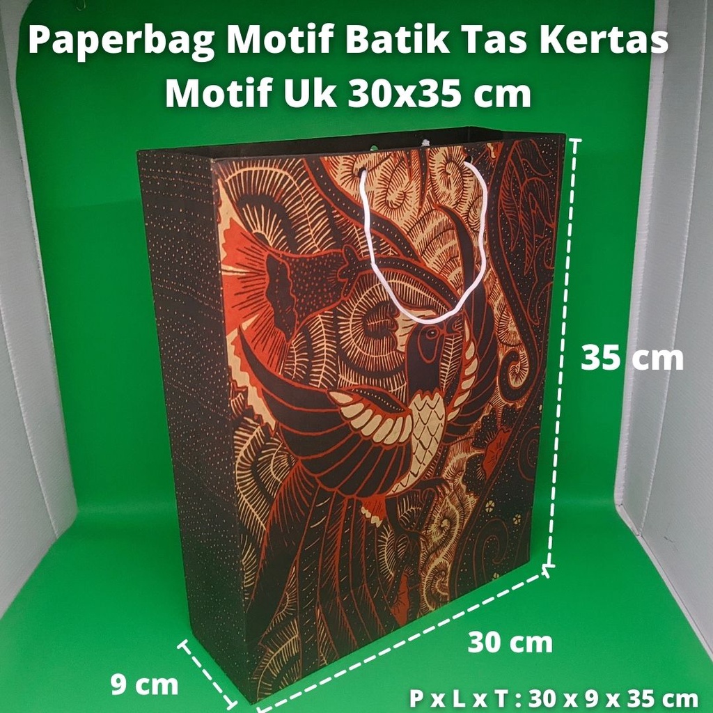 

Tas Kertas Motif/ Paper bag Motif Batik Paperbag Uk 25x35 cm 1 Lusin Sedang