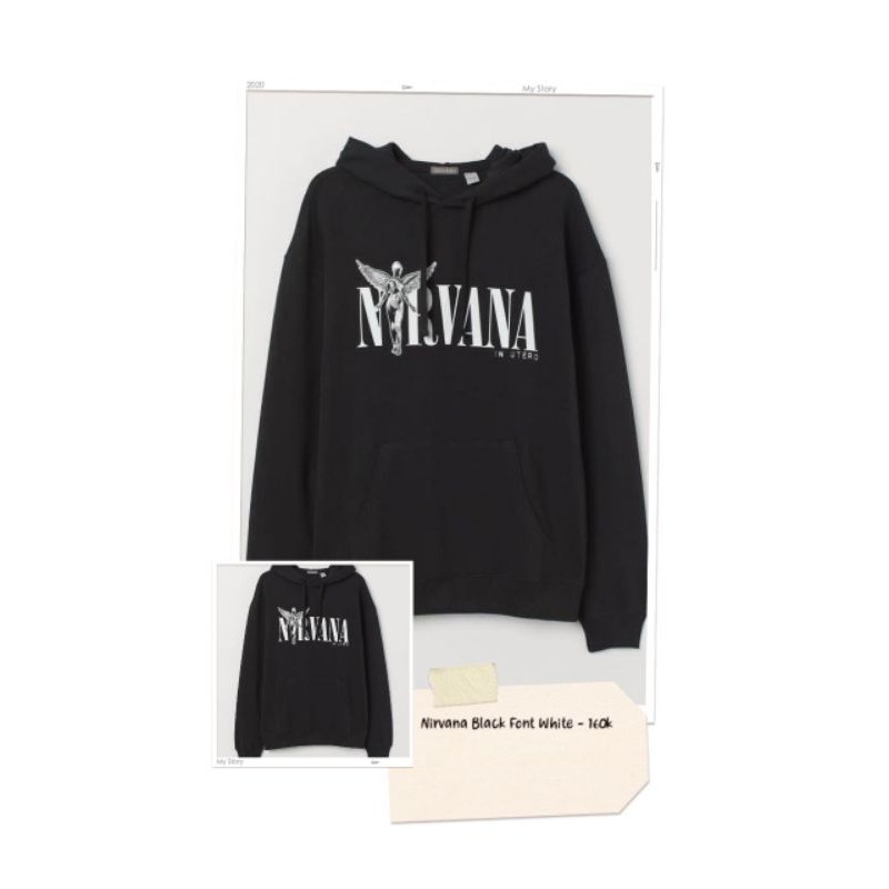 H&M Hoodie - Nirvana Black Font White