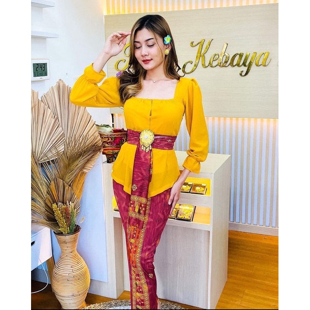 kebaya sifon polos kerut