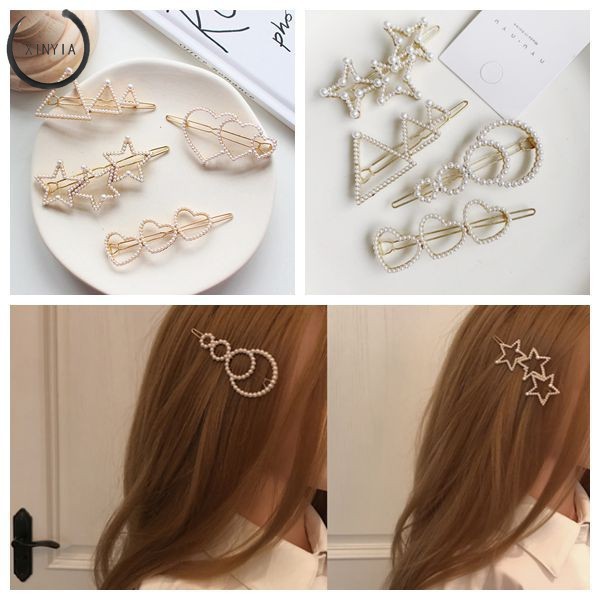 Jepit Rambut Mutiara Geometris Klip Wanita Korea Hairclip Hairpin