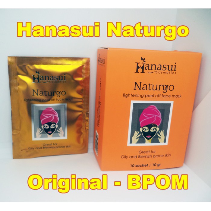 naturgo masker lumpur hanasui original bpom lightening mask hitam ori