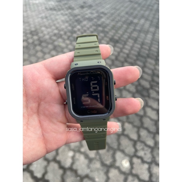 Jam Tangan Alexandre Christie Ac 9357 Original Green Unisex Digital