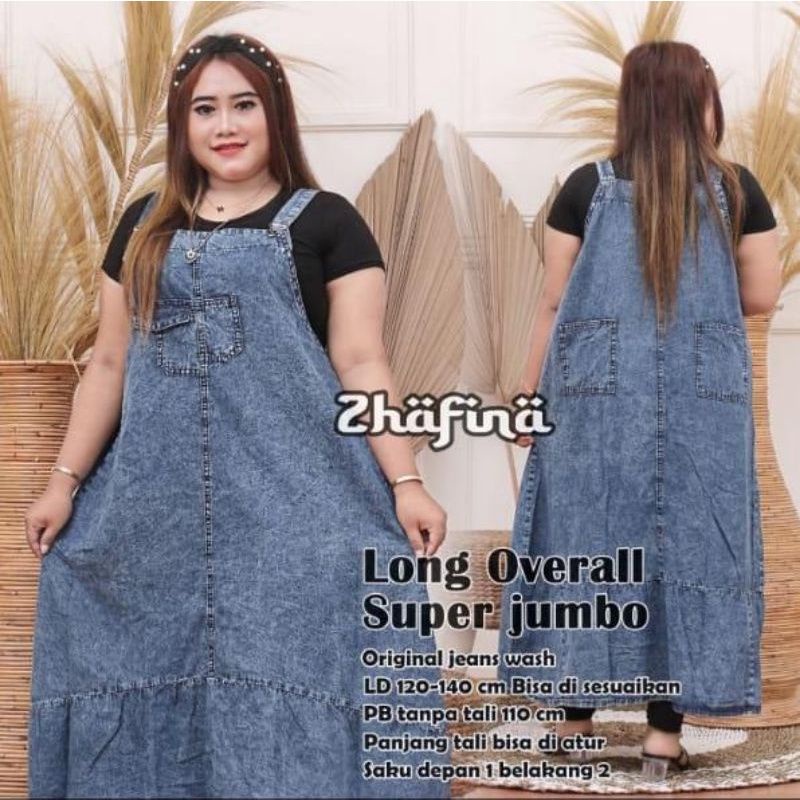 0OVERALL JEANS JUMBO WANITA | OVERAL BIG SIZE | BAJU KODOK JEANS KEKINIAN