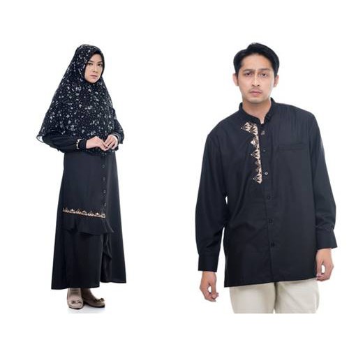 Rabbani - Gamis Kemeja Sarimbit Adzani Hitam