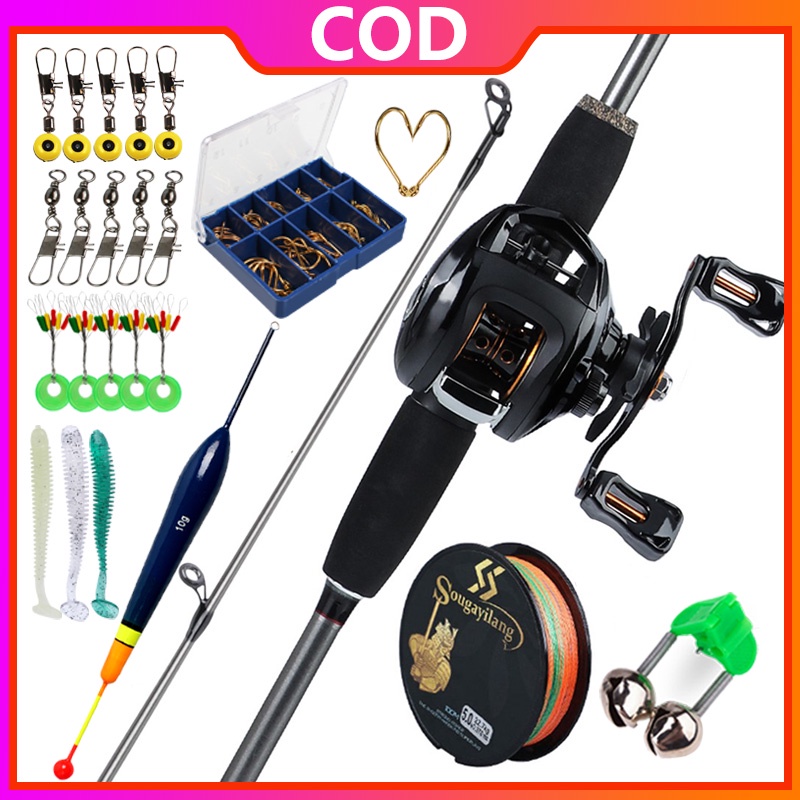 Sougayilang Pancing Set Lengkap Casting Rod dengan 12 + 1 Ball Bearing Baitcasting Reel Line Umpan Air Tawar/Air Asin pancingan set lengkap