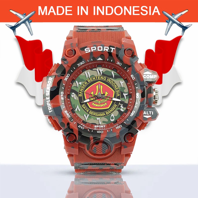 {Istimewa} Jam Tangan BANSER NU (Kami Bersama Banser) -Merah Army Water Resistant