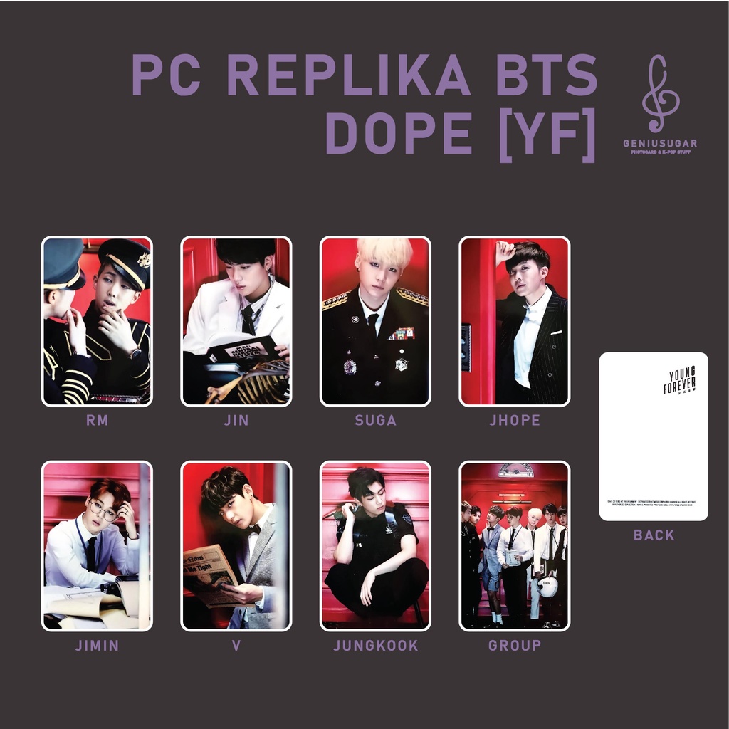 [REPLIKA BTS] PHOTOCARD DOPE YOUNG FOREVER UNOFFICIAL