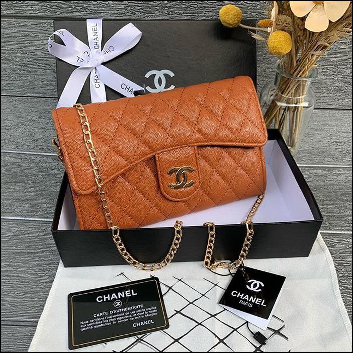 TAS TANGAN WANITA CLUTCH CHANEL MAXI CAVIAR IMPORT FREE BOX ORI IMPORT - HITAM
