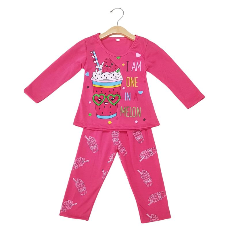 SETELAN BAJU ANAK PEREMPUAN SIKUNING NEW MOTIF WATERMELON 2-6 TAHUN