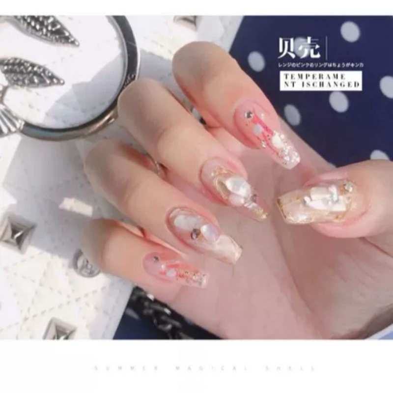 Hiasan Nail Arts Pecahan Kulit Kerang/Nail Sea Shell Flakes/Dekorasi Nail Arts