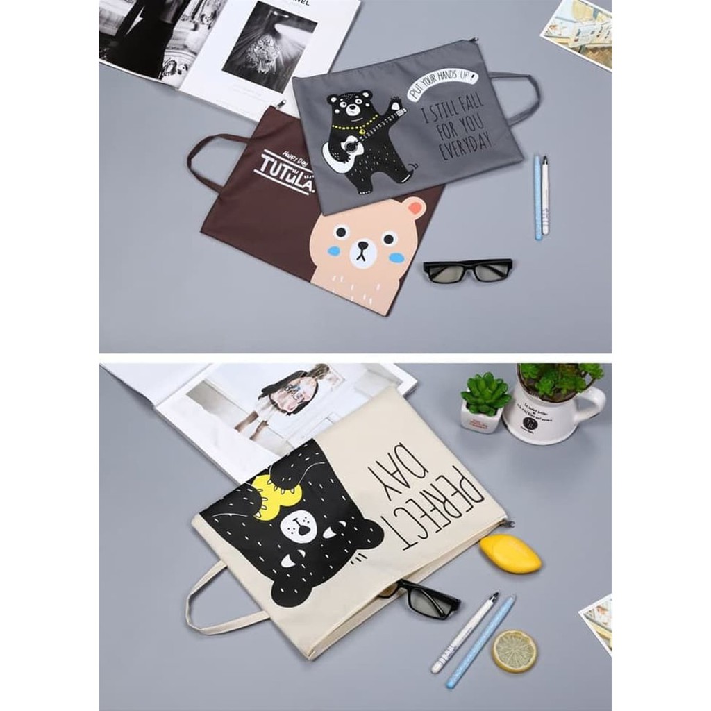 

PF01 Creative Fun Print Portable A4 file Storage pouch bag - Tempat Buku Alat Tulis