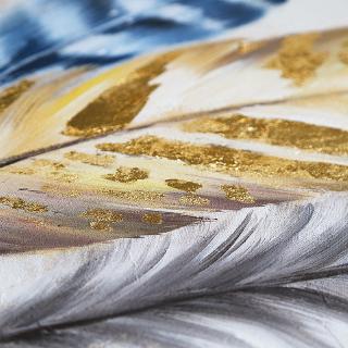 Lukisan Kanvas Desain Golden Feather Modern Abstrak untuk Lukisan Kanvas Desain Golden Feather Modern Abstrak untuk