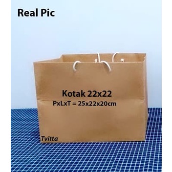 

[RESTOCK] Paperbag Polos Coklat Bolu Kotak 22x22 cm TERMURAH