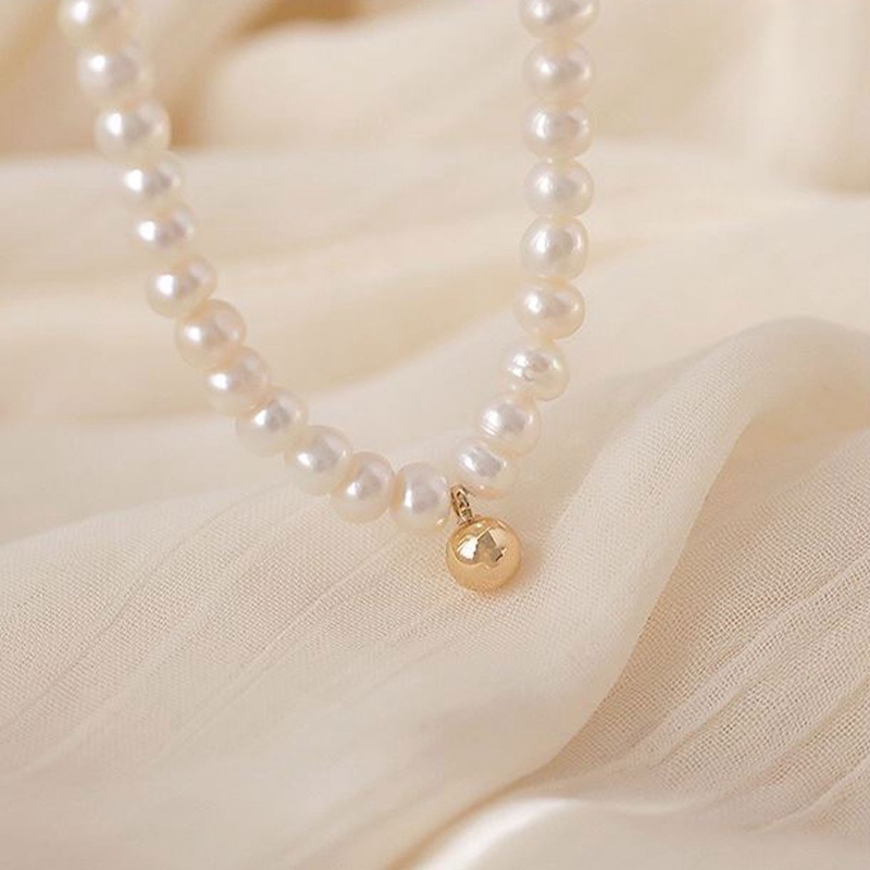 Kalung Rantai Choker Hias Liontin Mutiara Gaya Perancis Untuk Wanita