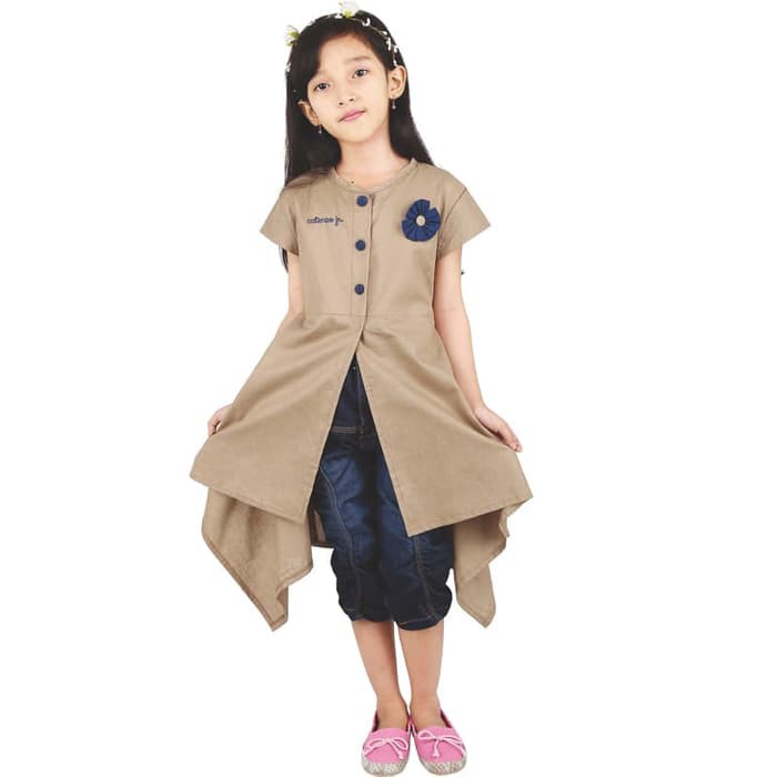 Baju Dress Anak Perempuan Casual Warna Cream Murah CSH 038 