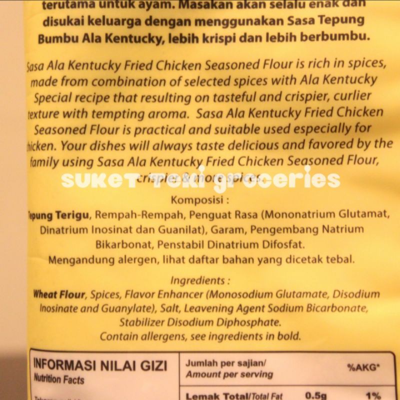 Tepung Bumbu Ayam Ala Kentucky Sasa 850 gr Horeka Pack