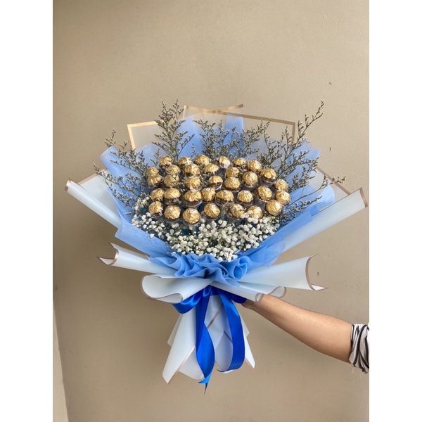 bouquet flower ferrero rocher anniversary wisuda