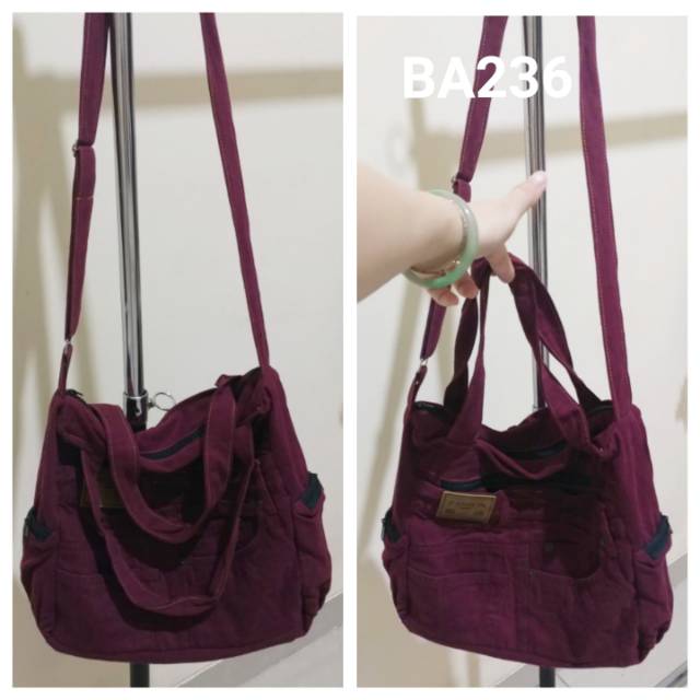 Tas jeans casual wanita denim bag import tali panjang