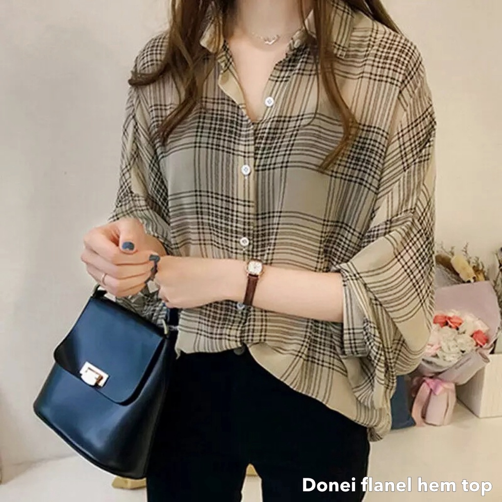Donei flanel hem top - Thejanclothes