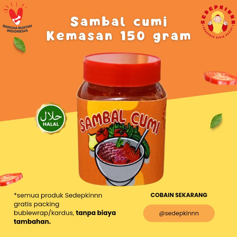 

SEDEPKINNN - SAMBAL CUMI 150 GRAM | HALAL | TANPA MSG, TANPA PEWARNA, TANPA PENGAWET