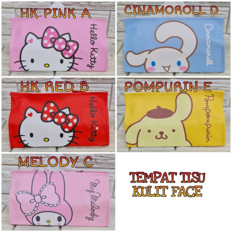 Tempat Tissue Tisu Kulit Karakter Hello Kitty My Melody Cinnamoroll Pompompurin