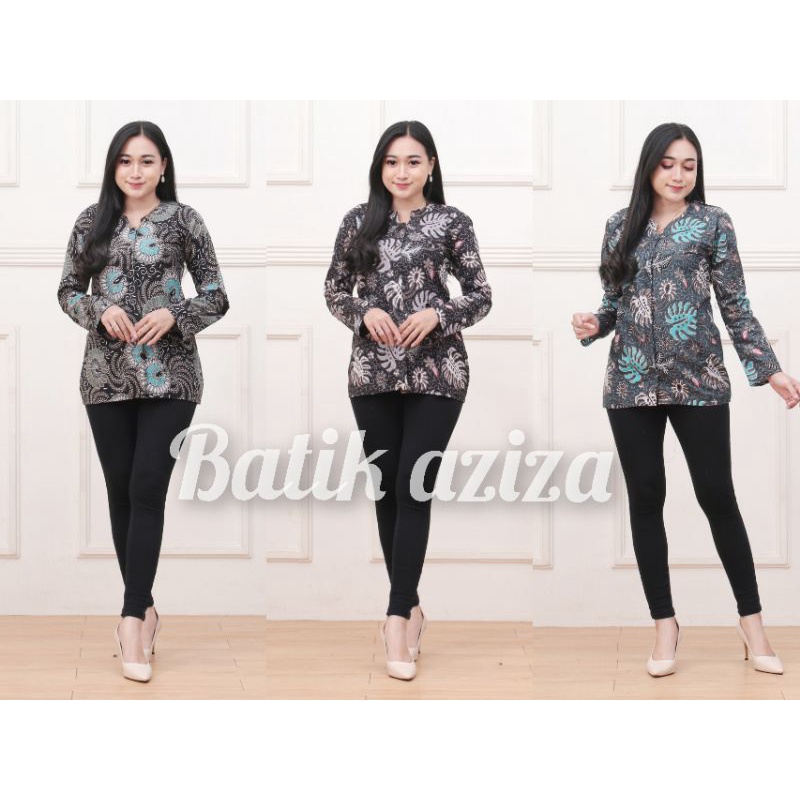 Blouse Batik Wanita Atasan batik Kancing Depan Busui Lengan Panjang motif RANUKUMOLO