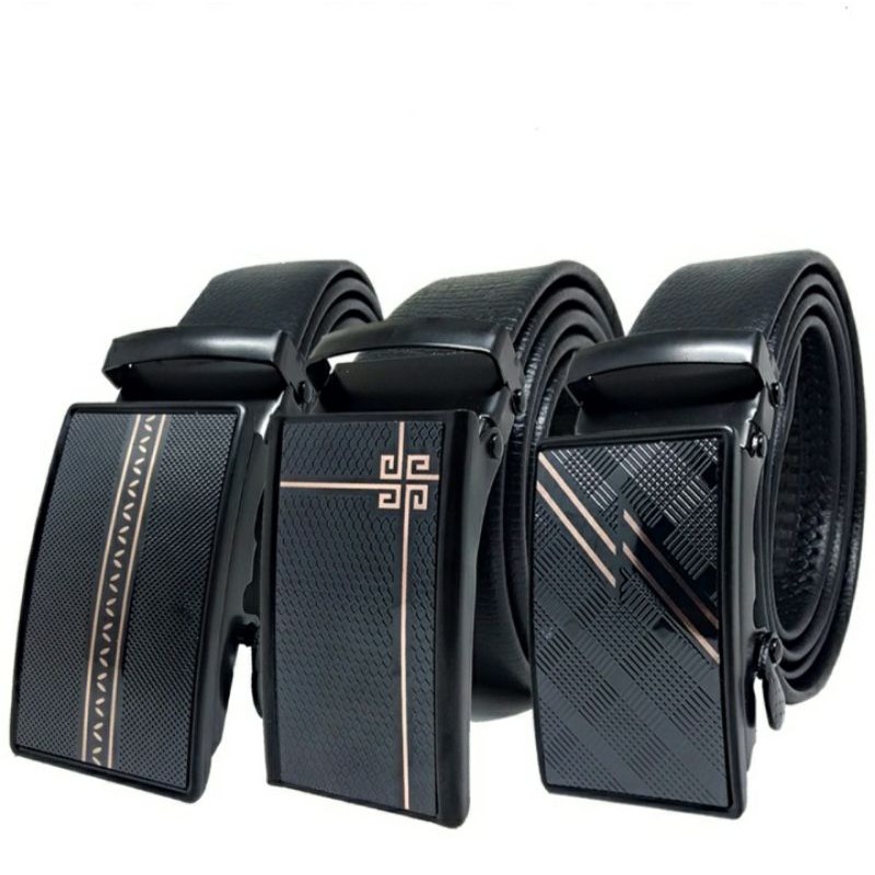 IKAT PINGGANG PRIA. Sabuk Rel Men Belt Gesper Hitam