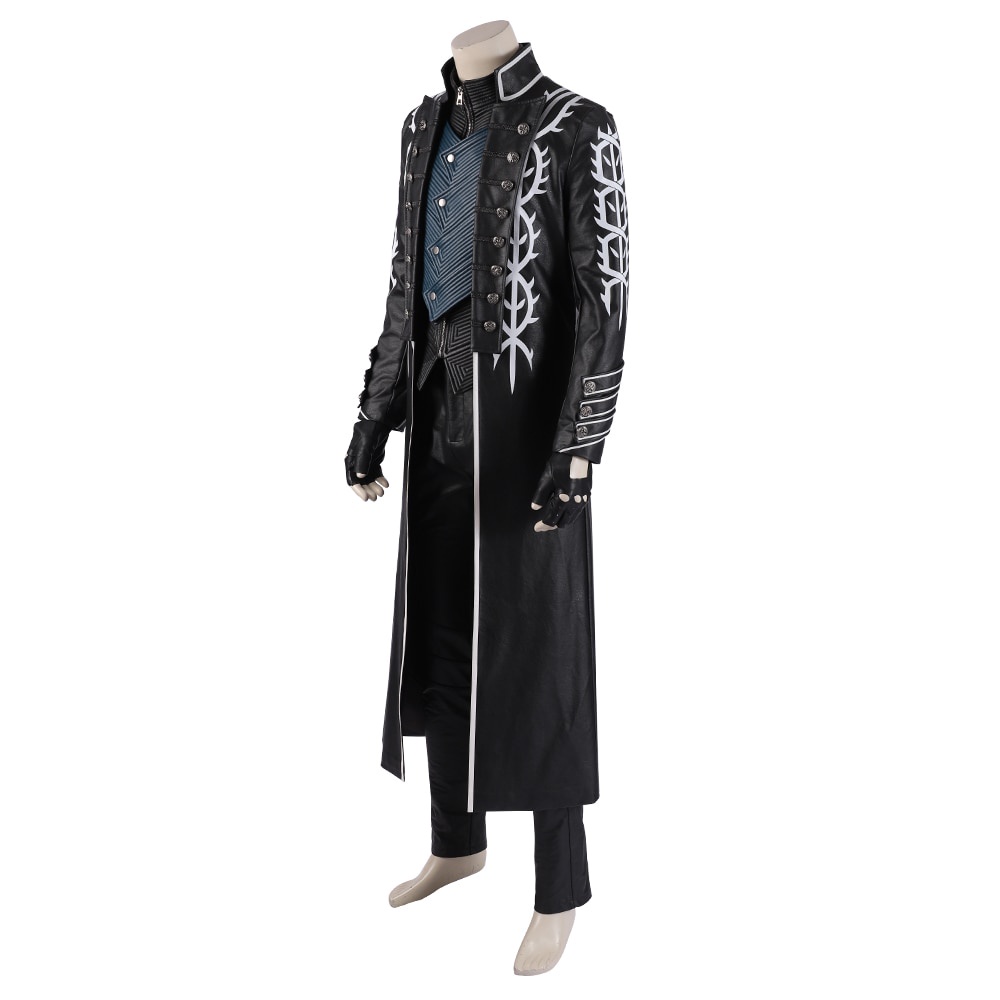 PREORDER DMC 5 Game Vergil Cosplay Vest Men Jackets Halloween Costume for Kids Adult Anime Faux Leat