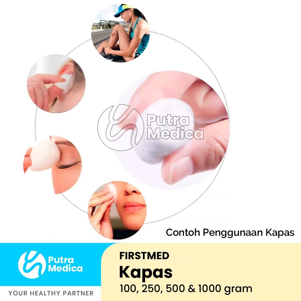 First Med Kapas 250 gram / Pembalut Pelindung Penutup Luka Sekali Pakai / Peralatan P3K / PPPK / P.P.P.K