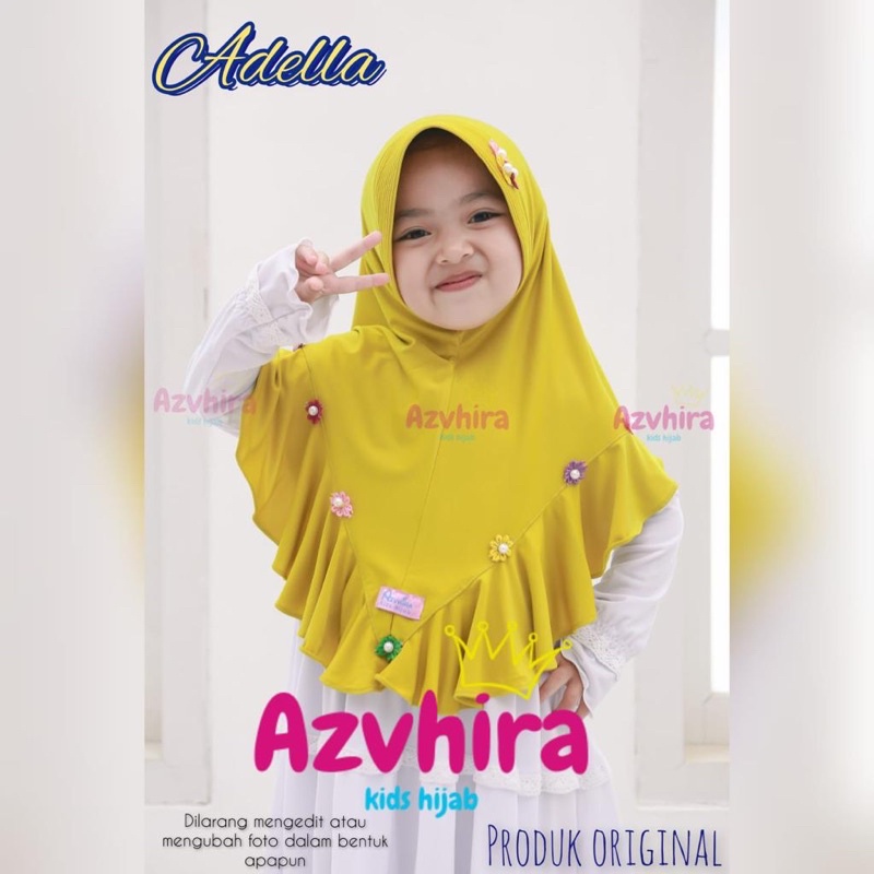 Jilbab anak ADELLA Ori Azvhira Kids (hijab anak kerudung instan jersey rempel)