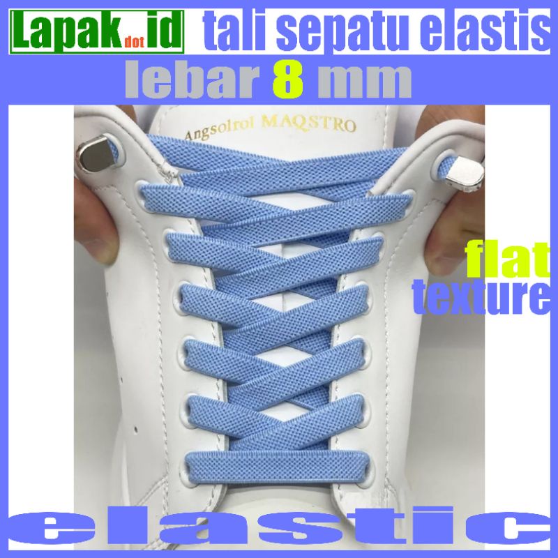 tali sepatu elastis flat lebar dengan metal lock