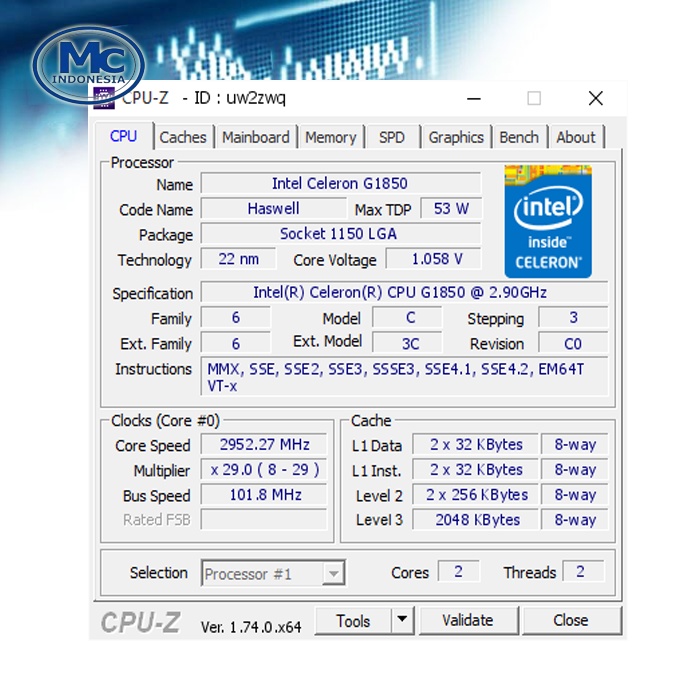 Intel Celeron G1850 LGA 1150