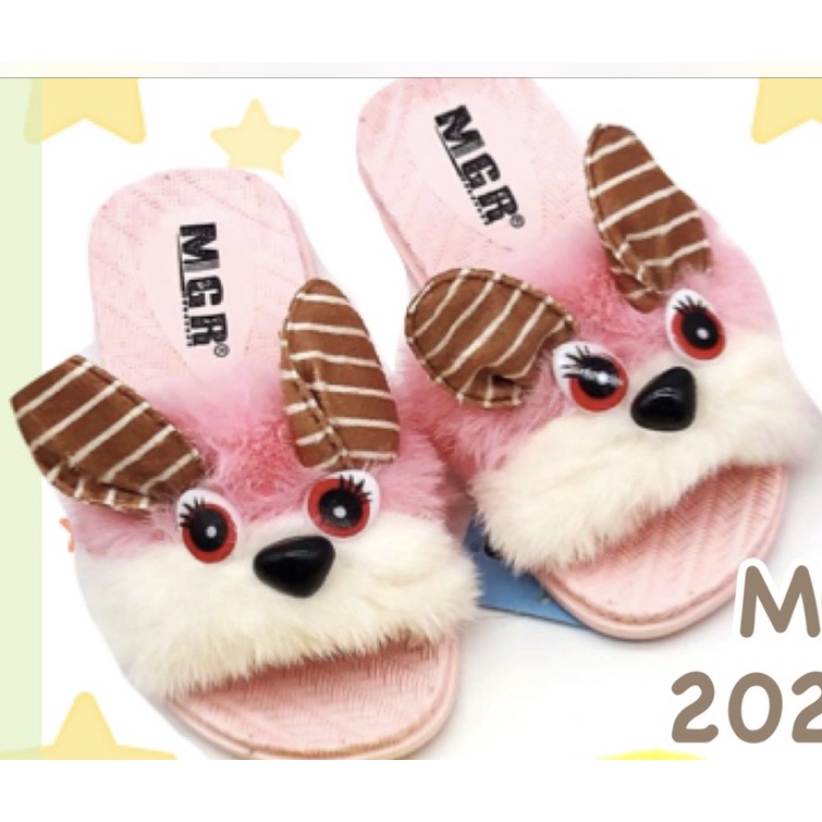 Sandal Slop Bulu Anak Cewek Bunny Rabbit Kelinci Lucu Imut Murah Enteng MGR Mokaya Morego Balance / 2028-2 (24/29) (30/35)