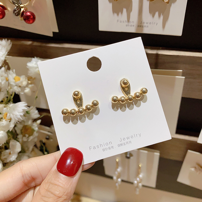 Anting Vintage gold round ball Untuk Wanita Aksesoris Telinga Korea