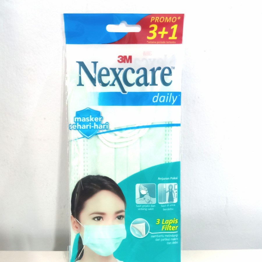 Masker 3M NEXCARE  Original 3 Ply Daily Mask - Earloop - Headloop Hijab