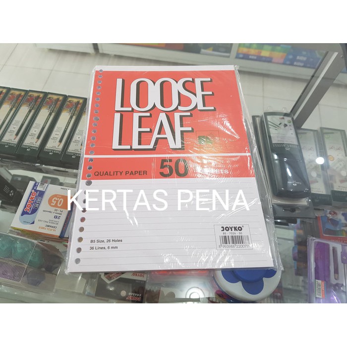

Unik LOOSE LEAF B-5 / 50 SHEET / JOYKO Berkualitas