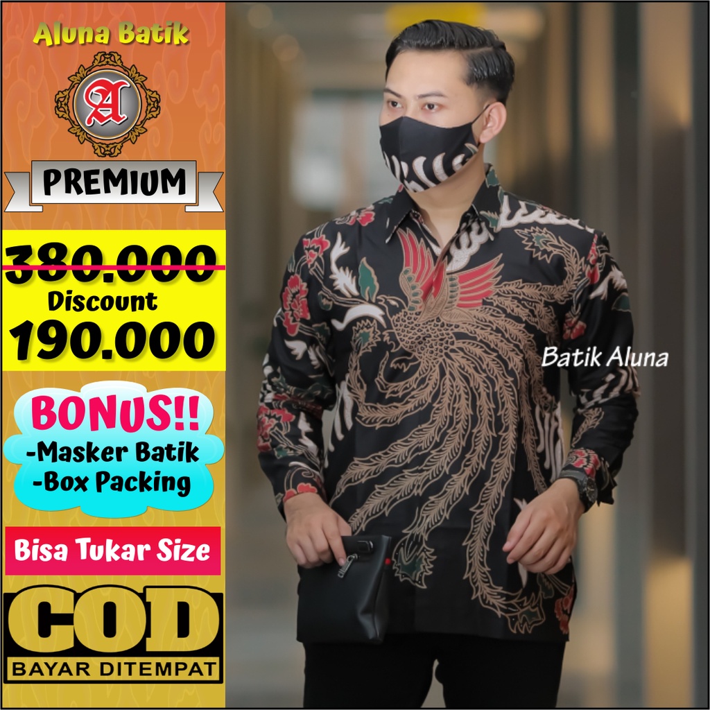 Batik Pria Lengan Panjang Premium Baju Kemeja Batik Formal Solo Produsen Batik Aluna PCW 009