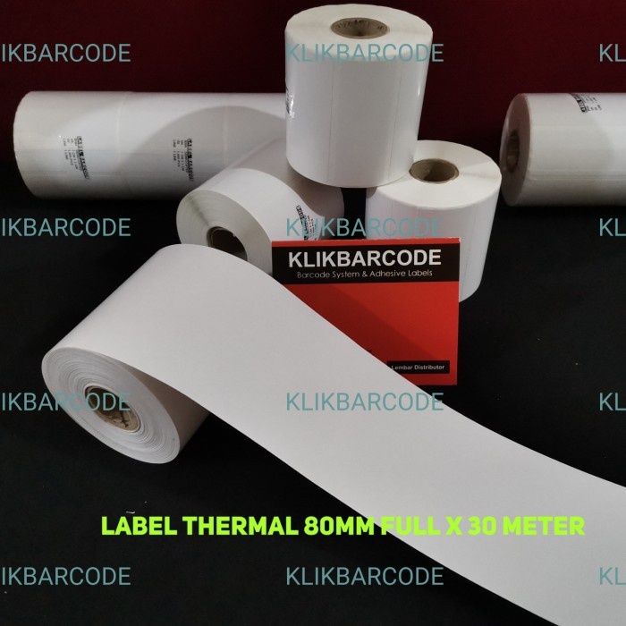 

LABEL STIKER BARCODE THERMAL 80MM FULL X 30M ETIKET KERTAS LABEL CONTINUOUS