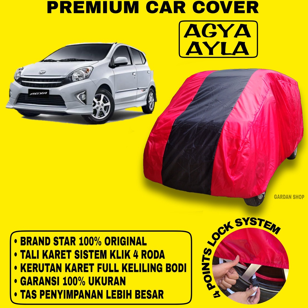 Body Cover AGYA AYLA MERAH HITAM Penutup Bodi Mobil Agya Ayla Waterproof PREMIUM