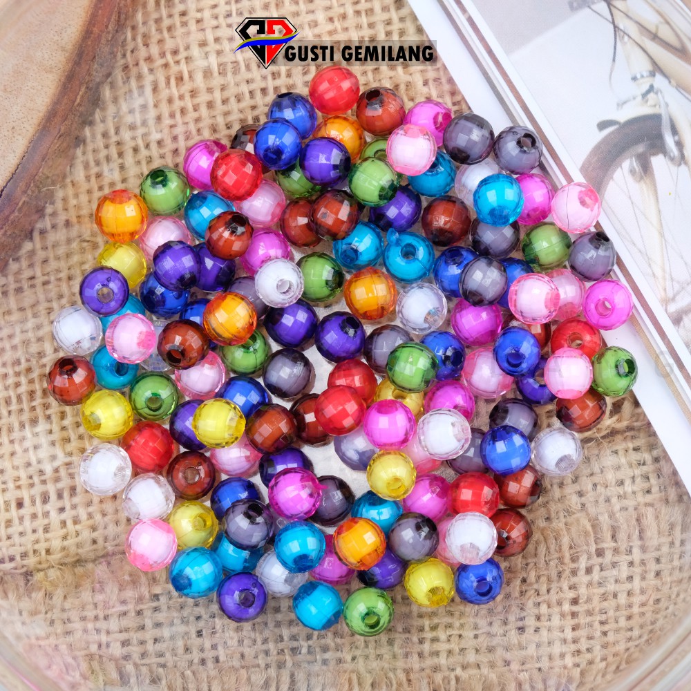 Isi 12pcs Mote Akrilik Bulat Transparan / Mote Akrilik Mutiara