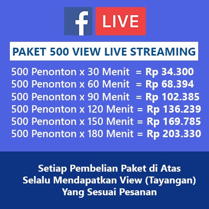 Live Streaming View Penonton Indonesia Facebook (Paket 500 MURAH)