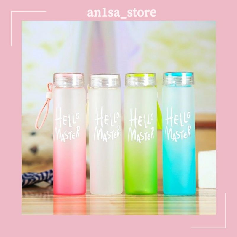 Botol Kaca Hello Master / Botol Minum Kaca